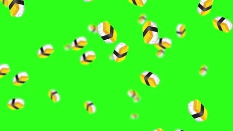 Sushi Rain on Green Background Vídeo Stock 303791906
