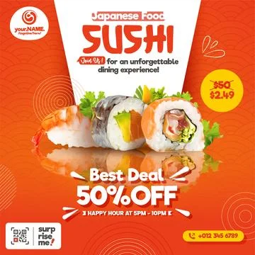 Sushi restaurant flyer template Stock Illustration