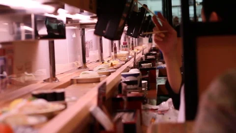 Sushi Restaurant in Japan Stock Footage 73565404