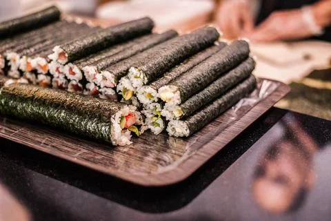 Sushi at a restaurant medium close Stock Photos