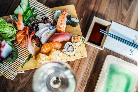 Sushi at a restaurant medium close Stock Photos