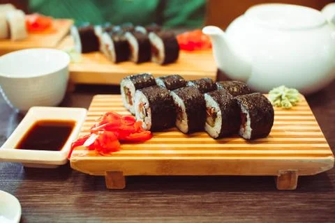 Sushi in the restaurant Stock Photos