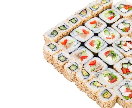 Sushi roll big set with different components Stock Illustration