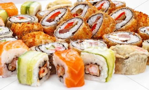 Sushi roll big set Stock Photos