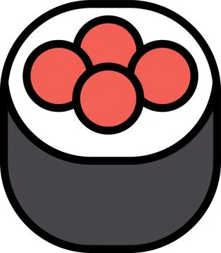 A sushi roll with a black background in the concept of Asian food Stock Illustration