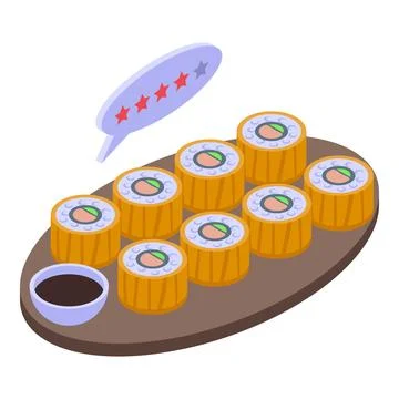 Sushi roll control icon isometric vector. Food critic Illustrazione stock