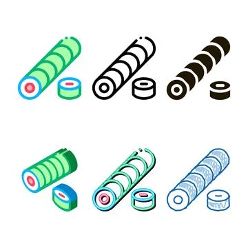 Sushi roll cooking icon vector outline variety Stock Illustration