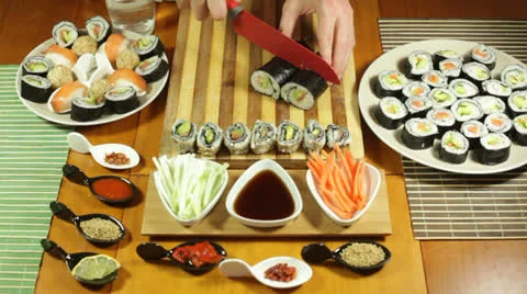Sushi roll cut 库存影片 22673745