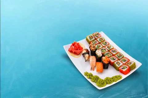 Sushi roll delicious set Stock Photos