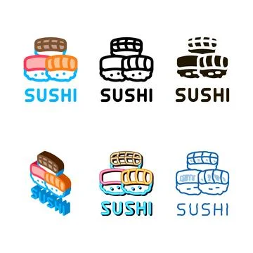 Sushi roll with diversity fish meat icon vector outline Stock Illustration