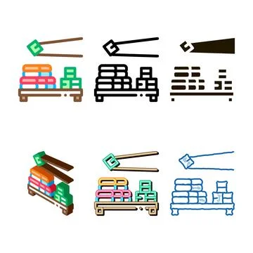 Sushi roll eating icon vector outline pack Stock Illustration
