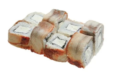 Sushi roll with eel and cheese. Stock Photos