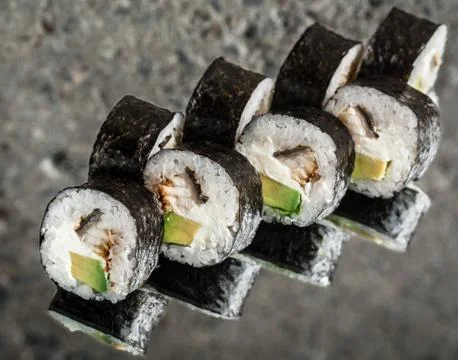 Sushi roll with eel and cream cheese Stock Photos