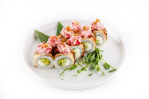 Sushi roll with eel and surimi Foto stock