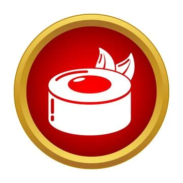 Sushi roll with ginger leaf simple icon 스톡 일러스트