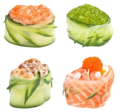 Sushi roll gunkan set Stock Photos