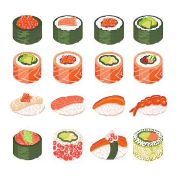 Sushi roll icon cartoon vector. Soy sauce Illustrazione stock