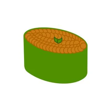 Sushi roll icon in isometric 3d style on a white background. Sushi illustration Stock Illustration