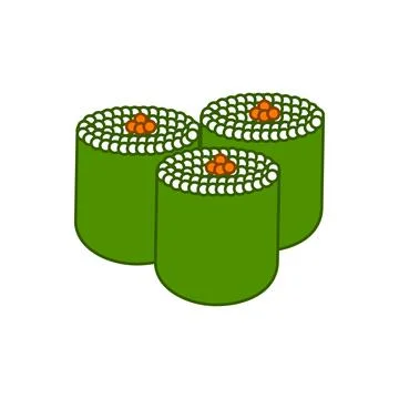 Sushi roll icon in isometric 3d style on a white background. Sushi illustration Stock Illustration