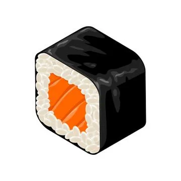 Sushi roll. Isolated on white background. Vector flat color Stock Illustration