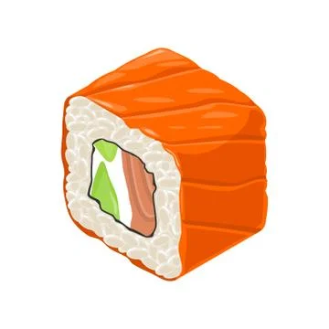 Sushi roll. Isolated on white background. Vector flat color Stockillustratie