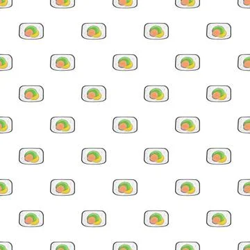 Sushi roll pattern creating a seamless background Stock Illustration
