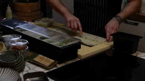 Sushi roll preparation Stock Footage 105619670