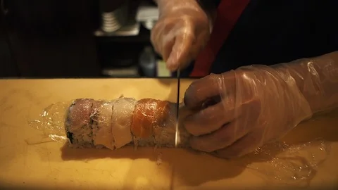 Sushi Roll Prepare Stock Footage 112665066