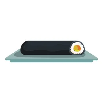 Sushi roll resting on a serving tray, a culinary delight Stock Illustration