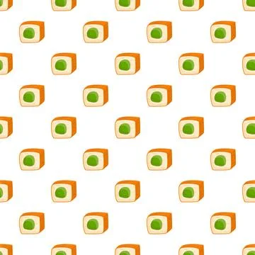 Sushi roll seamless pattern for japanese food background Illustrazione stock