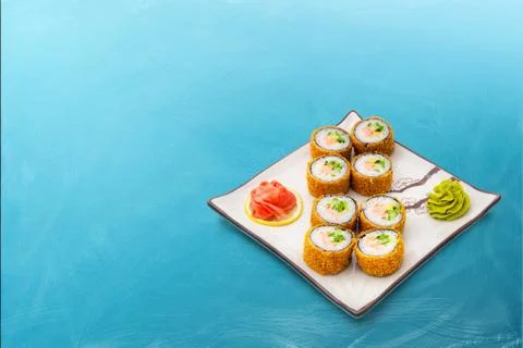 Sushi roll set in breadcrumbs Stock Photos