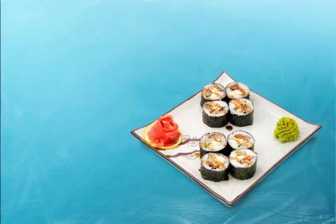 Sushi roll set with seaweed Stock Photos