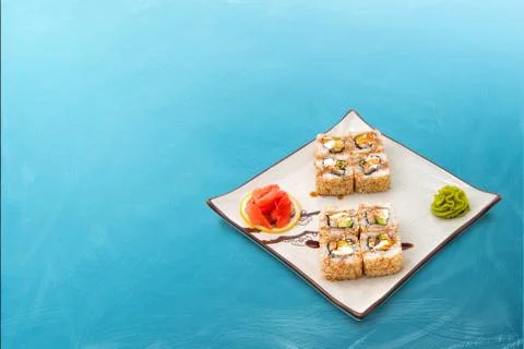 Sushi roll set with sesame Stock Photos