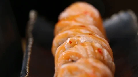 Sushi roll set . Various Sushi japanese food in restaurant. Stock Footage 129091139
