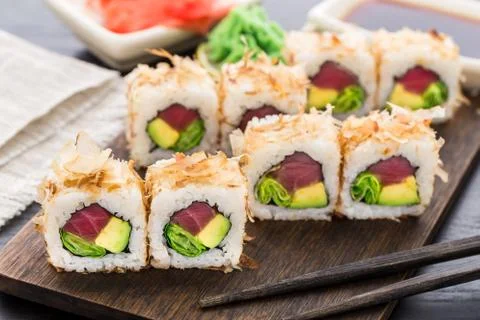 Sushi roll with tuna Stock Photos
