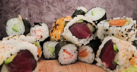 Sushi Roll Uramaki Mix Video stock 151772453