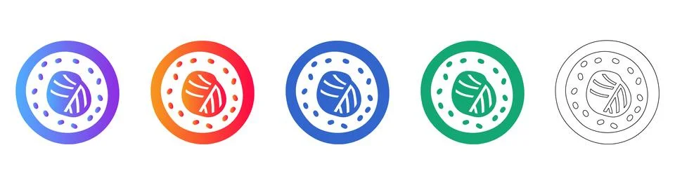 Sushi Roll Vector Icon Set Stock Illustration