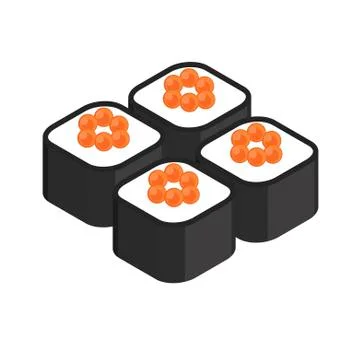 Sushi roll on white background. Vector illustration. Japanese food. EPS 10. Stock Illustration