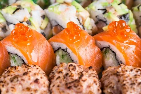 Sushi rolls close up Stock Photos