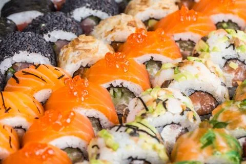 Sushi rolls close up Stock Photos