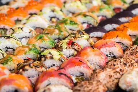 Sushi rolls close up Stock Photos