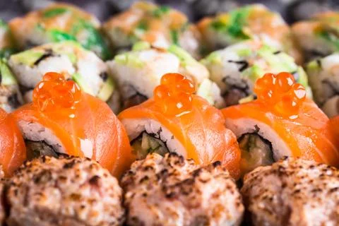 Sushi rolls close up Stock Photos