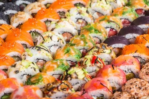 Sushi rolls close up Stock Photos