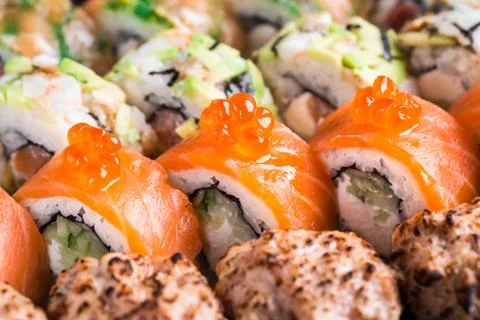 Sushi rolls close up Stock Photos