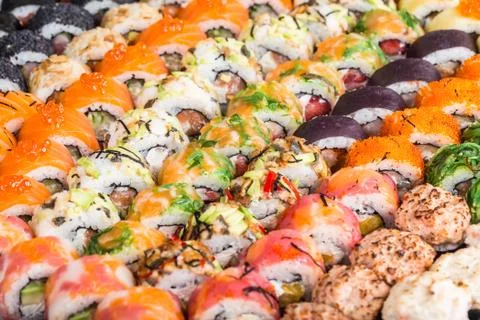 Sushi rolls close up Stock Photos