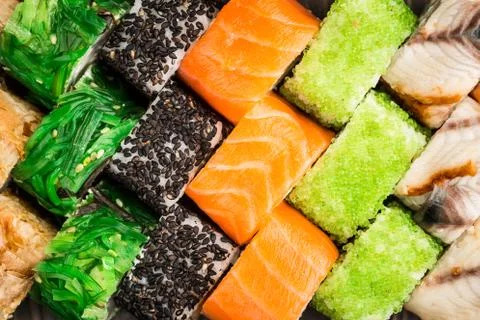 Sushi rolls close up Stock Photos