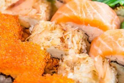 Sushi rolls close up Stock Photos