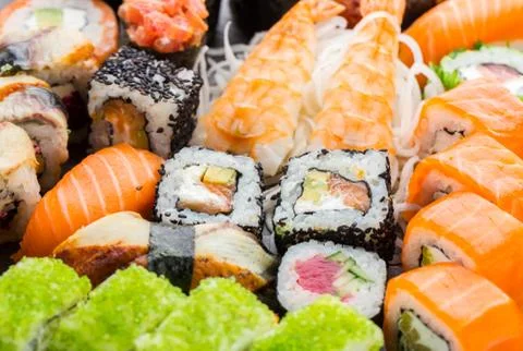 Sushi rolls close up Stock Photos