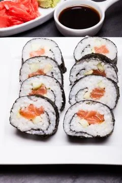 Sushi rolls close up Stock Photos