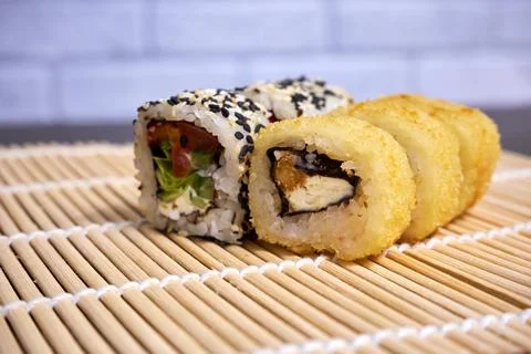 Sushi rolls close-up Stock Photos